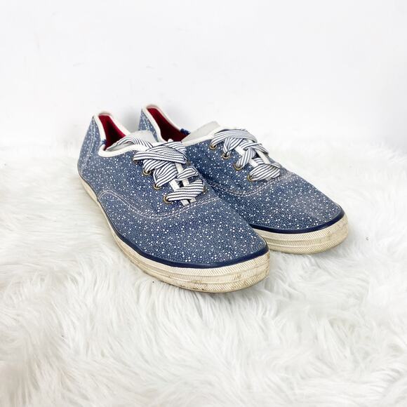 Keds Taylor Swift 9.5 Womens Blue White Print Canvas Sneakers - Picture 1 of 9